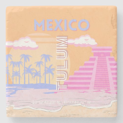 Tulum Travel Art Preppy Stone Coaster