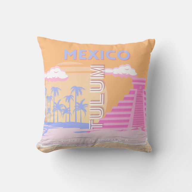 Tulum, Travel Art, Preppy Throw Pillow (Front)