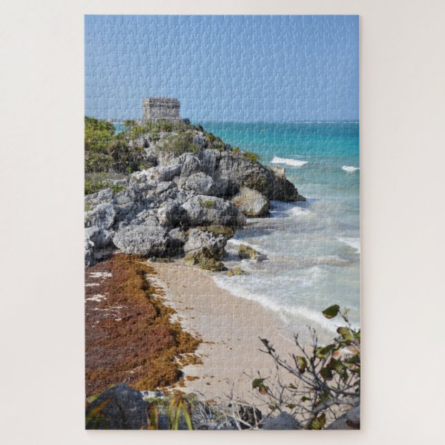 Tulum Yucatan Mexico Old Ruins Ocean Landscape Jigsaw Puzzle (Vertical)