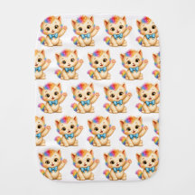 Tumble the Kitten Rainbow Burp Cloth