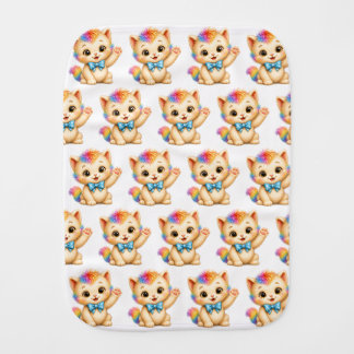 Tumble the Kitten Rainbow Burp Cloth