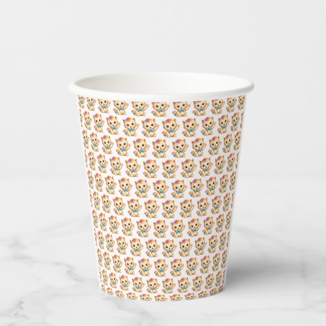 Tumble the Kitten Rainbow  Paper Cups (Front)