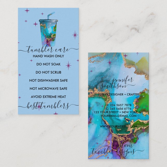 Tumbler care Blue with texture Business Card (Front/Back)