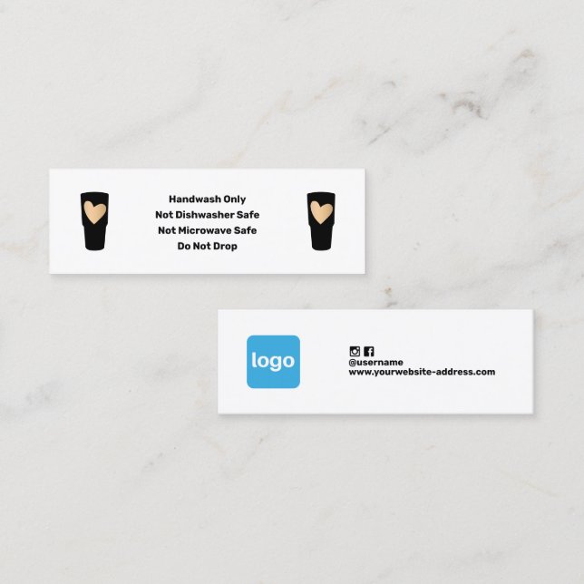 Tumbler Care Instructions Add Logo Mini Business Card (Front/Back)