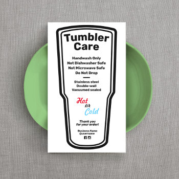 Tumbler Care Instructions Business Card by sm_business_cards at Zazzle