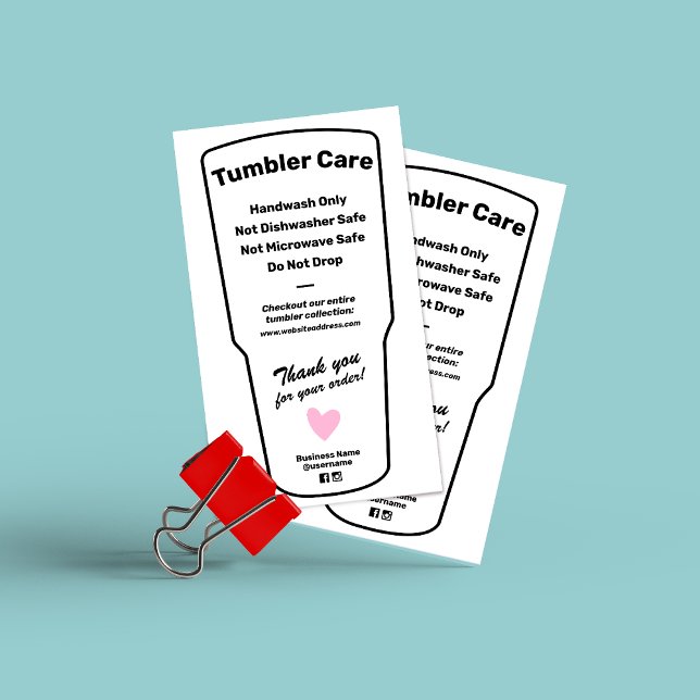 Tumbler Care Instructions Business Card (Creator Uploaded)