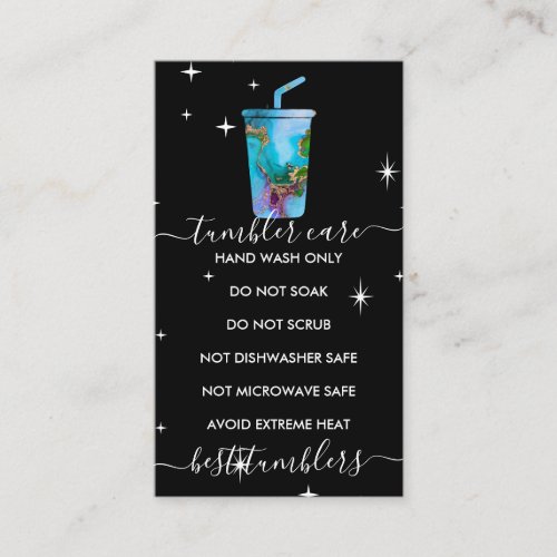 Tumbler care logo ombre marbel texture black business card