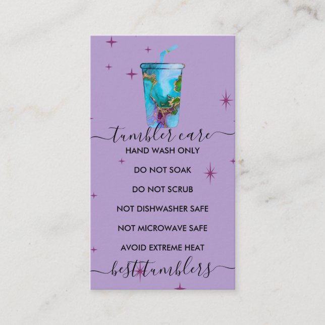 Tumbler care purple business card (Front)