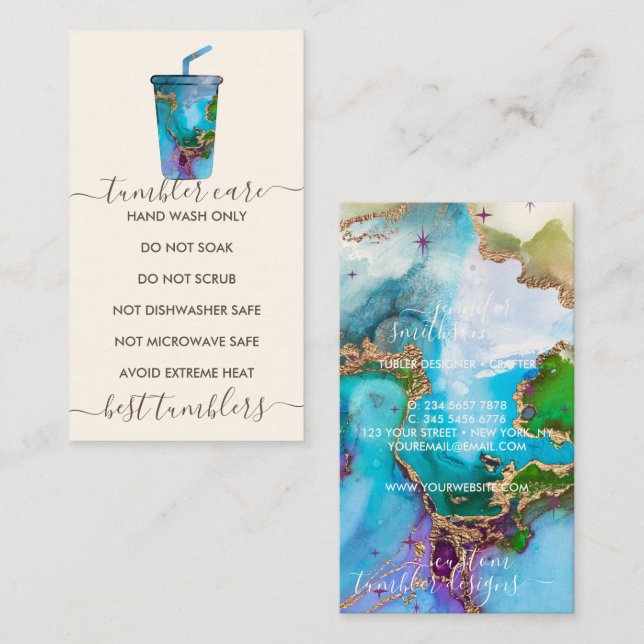 Tumbler Care Vinyl Mug Art Instructions Business Card (Front/Back)