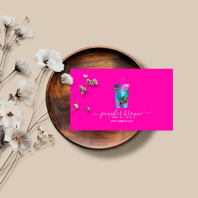 Tumbler ombré neon pink mug maker business card (Creator Uploaded)