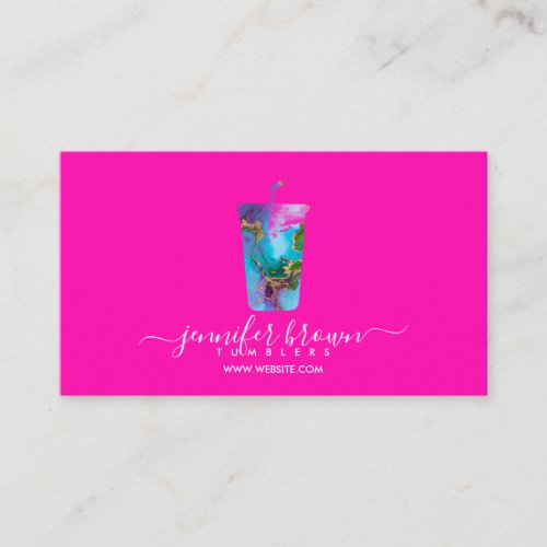 Tumbler ombr neon pink mug maker business card
