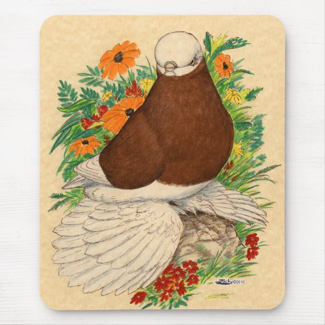 Tumbler Pigeon  Red Bald Muffed Mouse Pad (Front)