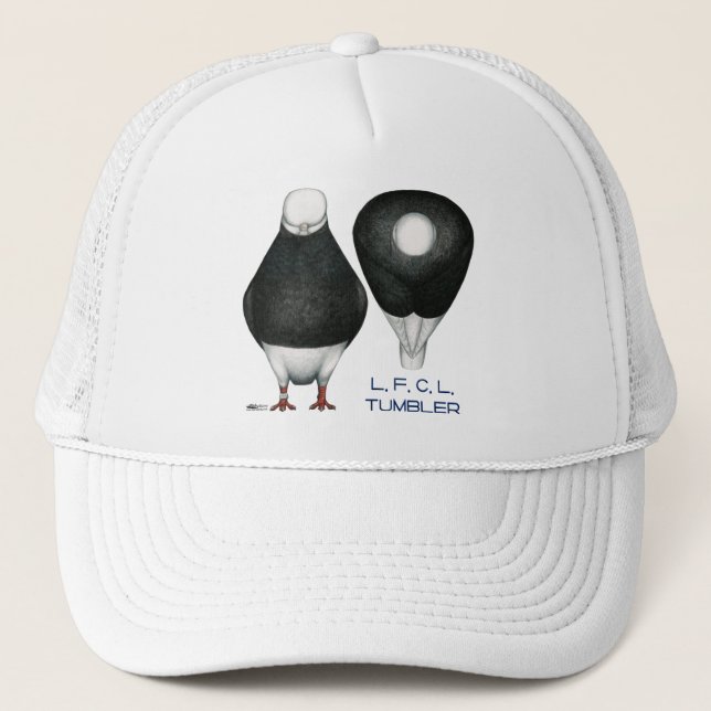 Tumbler Pigeon  Standard Black Bald Trucker Hat (Front)