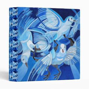 Tumbler Pigeons in Cerulean Blue 3 Ring Binder