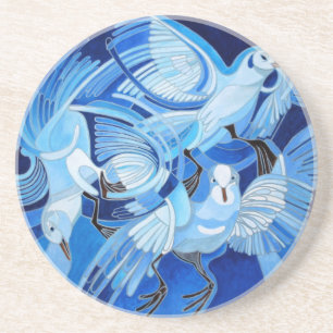 Tumbler Pigeons in Cerulean Blue Coaster