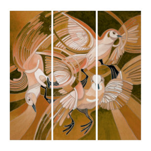 Tumbler Pigeons In Sepia Abstract Art