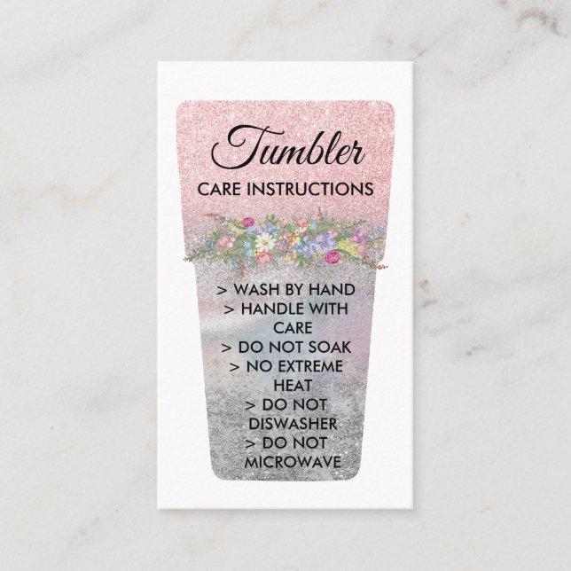 Tumbler Vinyl Care Instructions Calling Card (Front)