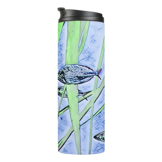 Tumbler with a Swimming Fish Design (Rotated Right)