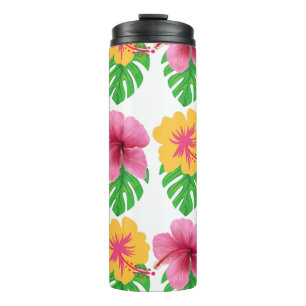 Tumbler with tropical flowers