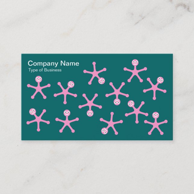 Tumblers - Pink on Moss Green Business Card (Front)