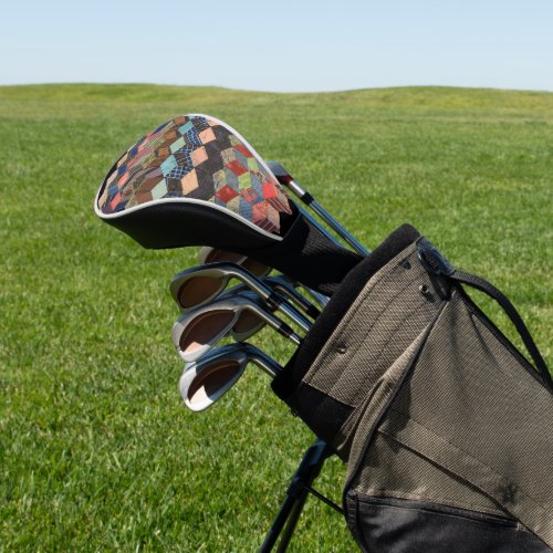 Tumbling blocks quilt piece golf head cover