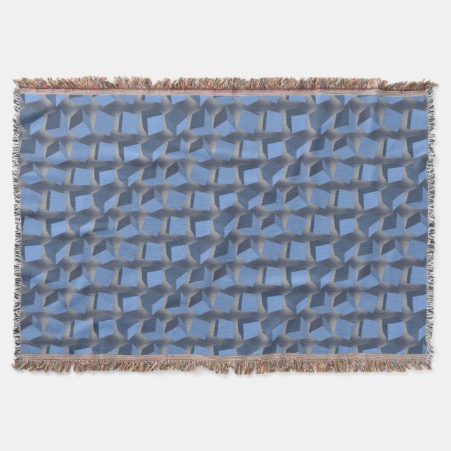 Tumbling Boxes Blue Throw Blanket (Front)