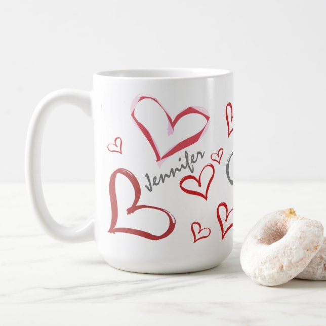 Tumbling Hearts Coffee Mug (With Donut)