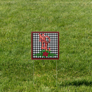 Tumbling Noel on Buffalo Plaid Holiday Sign