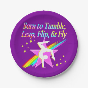 TUMBLING QUEEN GYMNAST GIRL PAPER PLATES