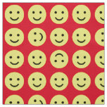 Tumbling Smileys - Yellow Black and Red Fabric