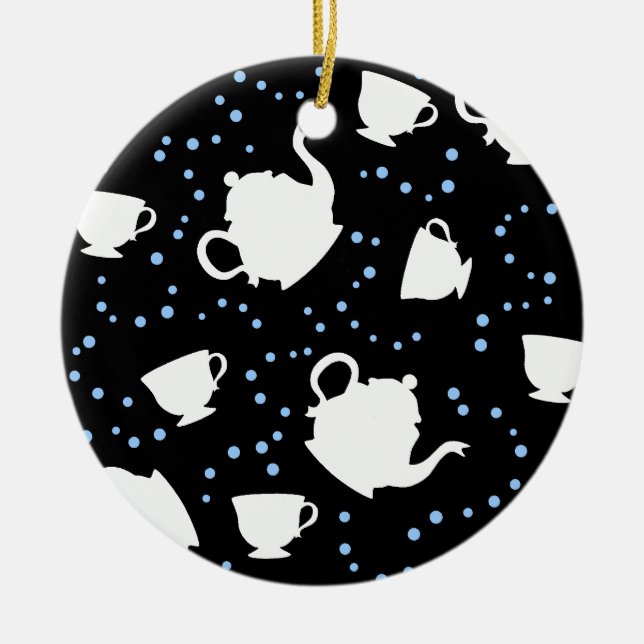 Tumbling Tea Party Ceramic Ornament (Front)