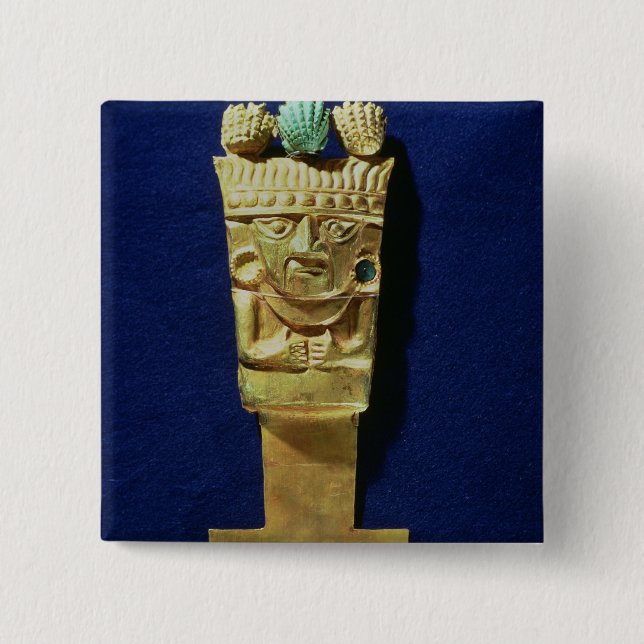 Tumi or ceremonial knife in the shape of pinback button (Front)