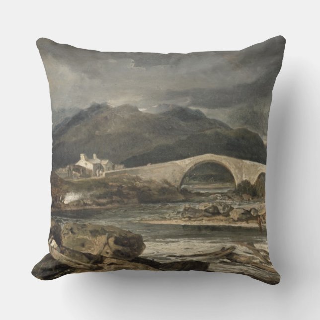 Tummel Bridge, Perthshire, c.1801-03 (oil on panel Throw Pillow (Front)