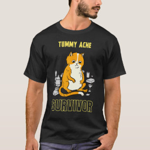 Tummy Ache Survivor Thinking Cat T-Shirt