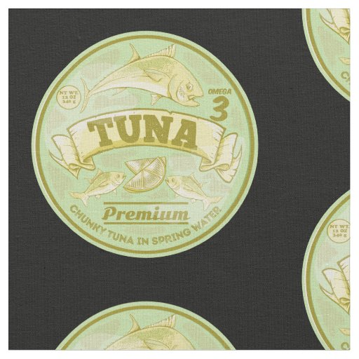 Tuna can pop art tinned fish fabric