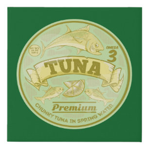 Tuna can pop art tinned fish faux canvas print