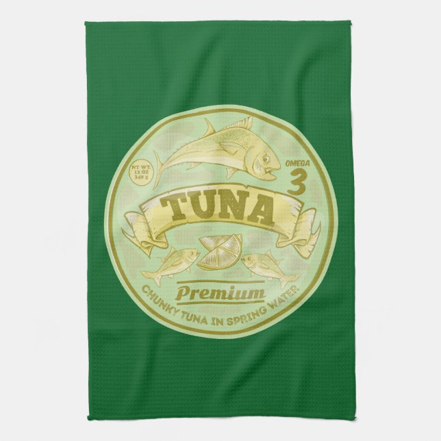 Tuna can pop art tinned fish kitchen towel (Vertical)