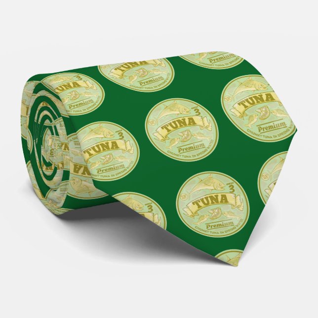 Tuna can pop art tinned fish neck tie (Rolled)