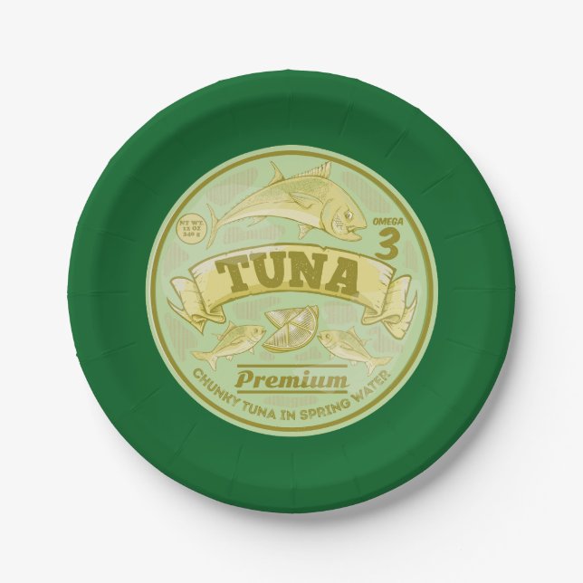 Tuna can pop art tinned fish paper plates (Front)