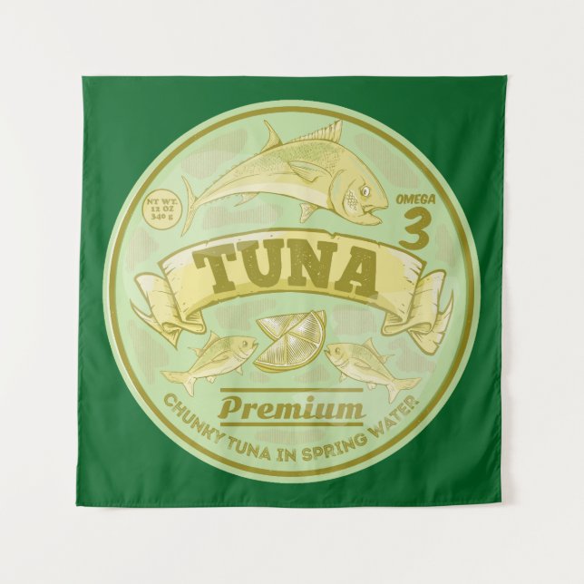 Tuna can pop art tinned fish tapestry (Front)