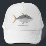 Tuna Fish Boat Name Trucker Hat<br><div class="desc">Fun Tuna fish with a cheeky smile,  ideal for those who love fishing.  Original art by Nic Squirrell. Change the boat name or text to personalize.</div>