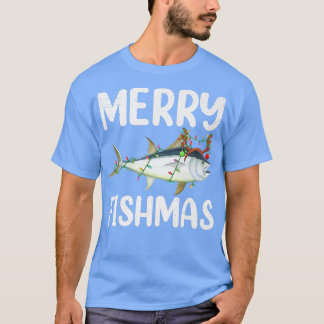 Tuna Fish Lover Xmas Lights Reindeer Hat Tuna Fish T-Shirt