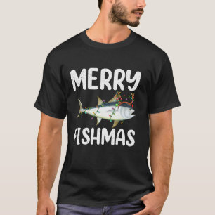 Tuna Fish Lover Xmas Lights Reindeer Hat Tuna Fish T-Shirt