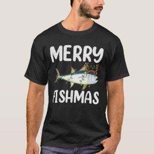 Tuna Fish Lover Xmas Lights Reindeer Hat Tuna Fish T-Shirt