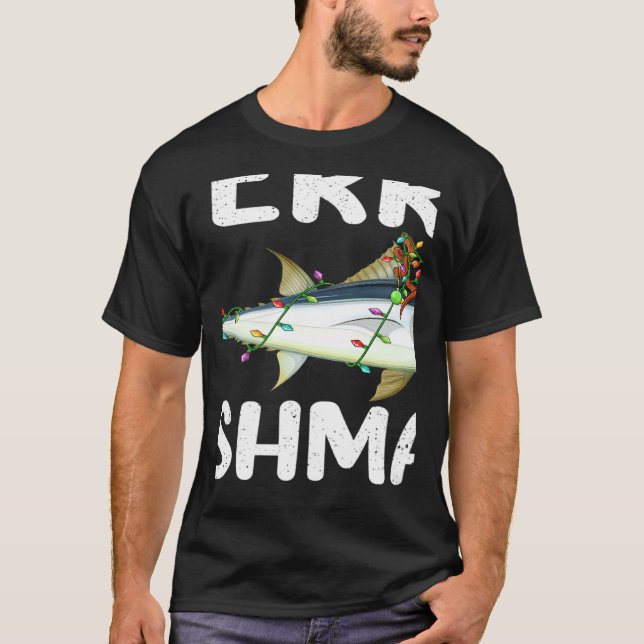 Tuna Fish  Xmas Lights Reindeer Hat Tuna Fish Chri T-Shirt (Front)