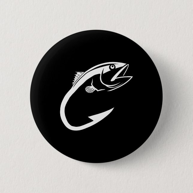 Tuna Hook Minimal Fisher Man Fishing Lover  Button (Front)