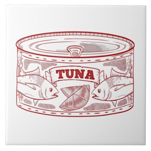 Tuna in a tin can ceramic tile