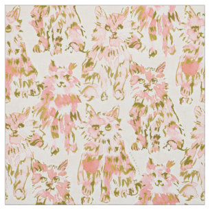 TUNA PARTICULAR Blush Pink Cats Fabric