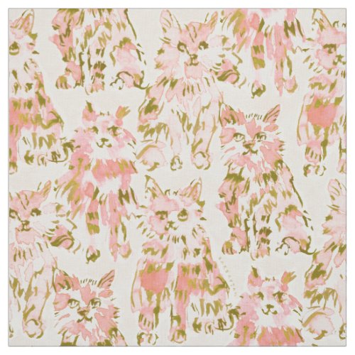 TUNA PARTICULAR Blush Pink Cats Fabric