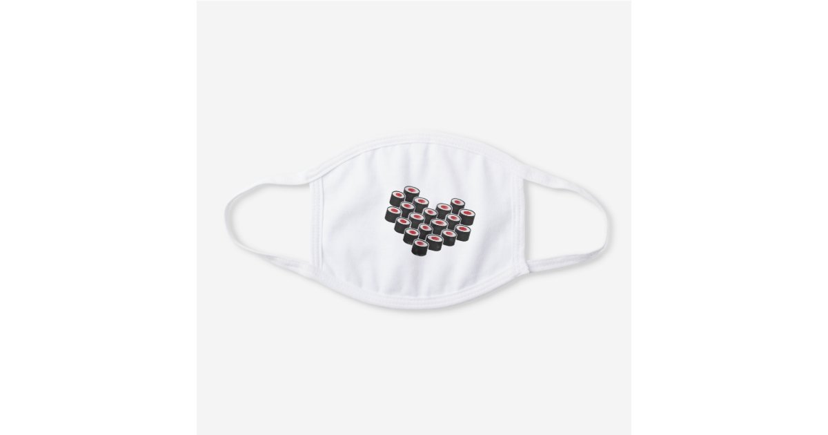 Tuna Sushi Roll Heart White Cotton Face Mask Zazzle Com Black sushi is premium sushi which is made of natural black rice. zazzle
